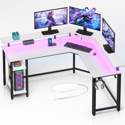 Loxley L-Shaped Computer Desk 135x118x87cm- White/Black