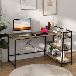 Martin L-Shaped Home Office Desk - Black/Rustic Brown