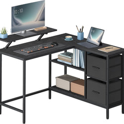 Calix Reversible L-Shaped Home Office Desk - Black