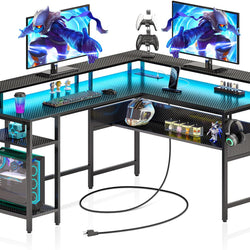 Isolde L-Shaped Gaming Desk - Black