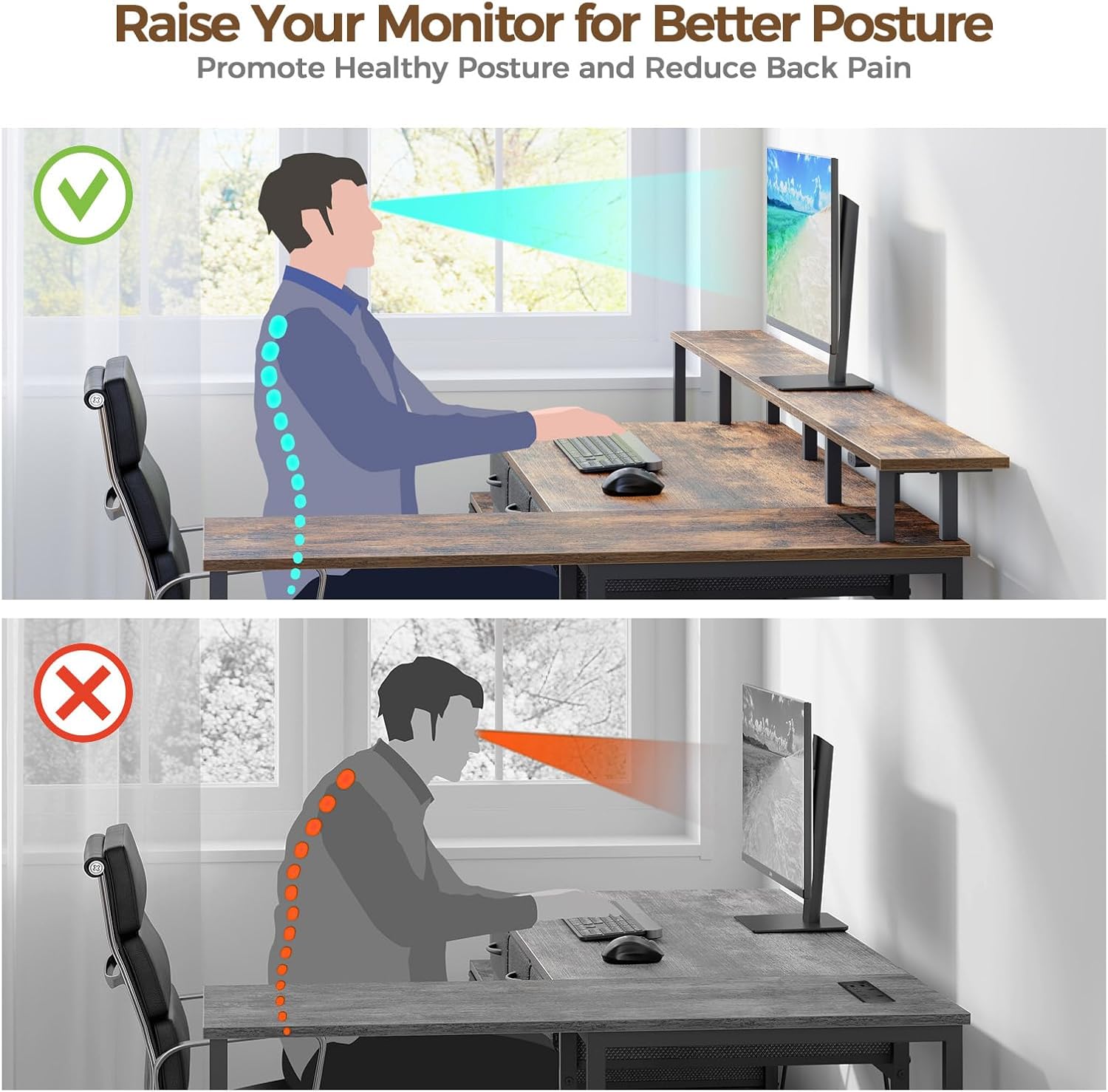 Apolis L Shaped Computer Desk - Rustic Brown | Corner Desks UK - Corner ...