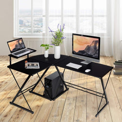 Kamala L Shaped Corner Desk - Black