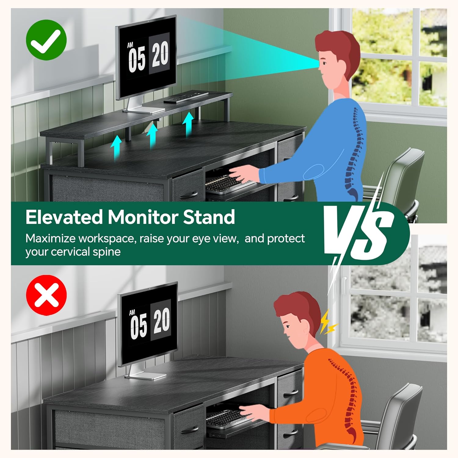 Usb Led For Riser Desk Nevolis LED Office Desk with USB & Monitor Riser - Black - Corner Desks UK