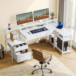 William L-Shaped Computer Desk - White
