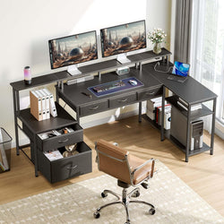 William L-Shaped Computer Desk - Black