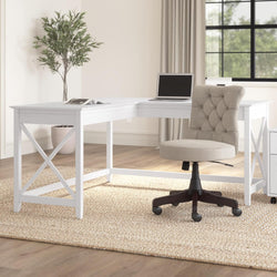 Isabel L-shaped Workstation Desk - White