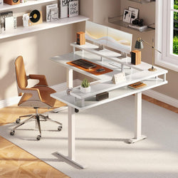 Medy L-Shaped Electric Standing Desk - White