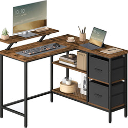 Calix Reversible L-Shaped Home Office Desk - Rustic Brown