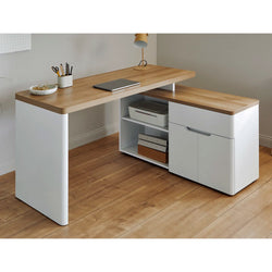 Thea L-Shaped Corner Desk for Home Office - Riviera Oak White