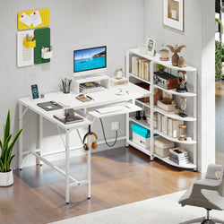 Tamsin L-Shaped Home Office Desk Shelves - White