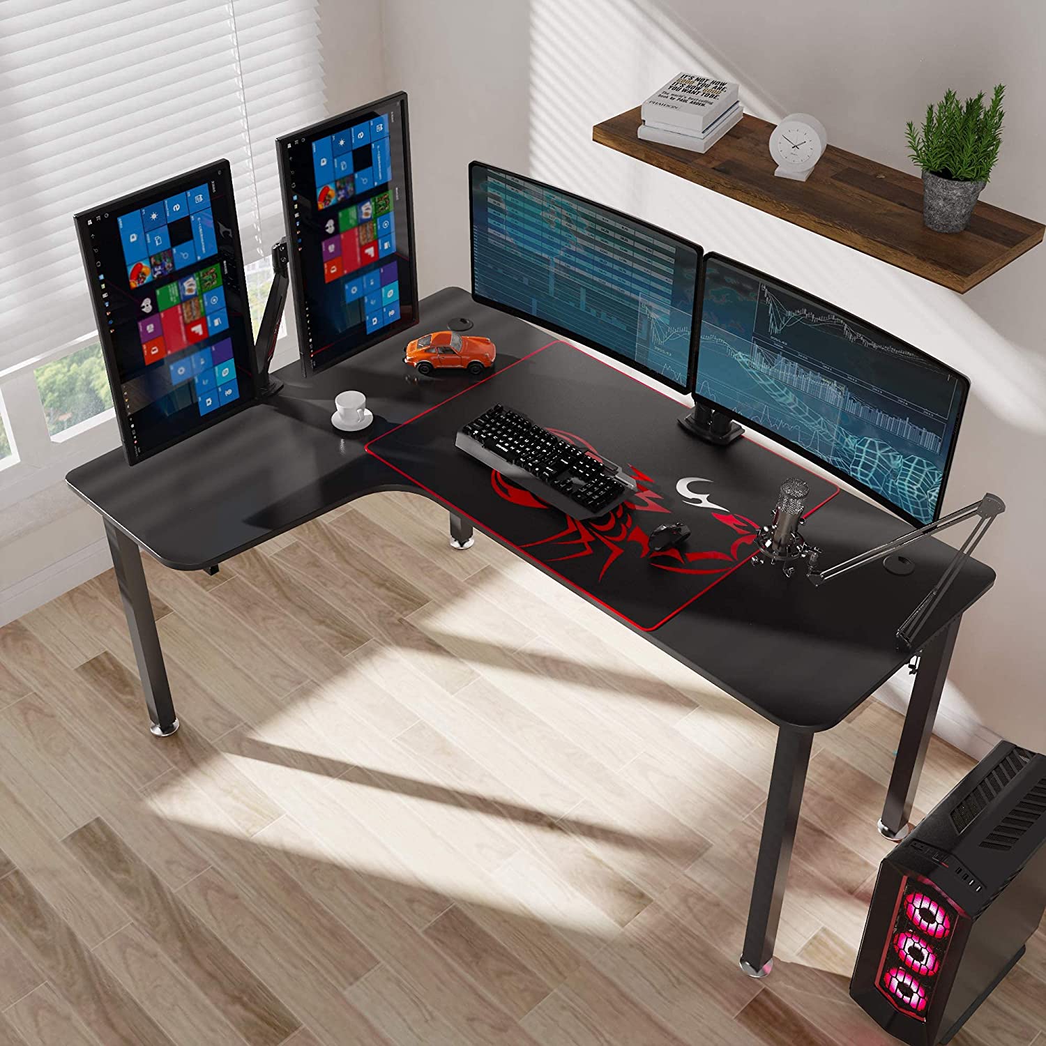 Left Corner Computer Desk Disegno L-Shaped Corner Desk for Home Office - Black - Left Hand ...