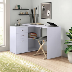 Kerri L-Shaped White Corner Desk