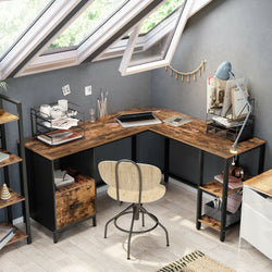 Boaz L-Shaped Corner Desk for Home Office - Rustic