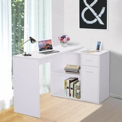 Yasmina L Shaped Rotating Corner Desk - White