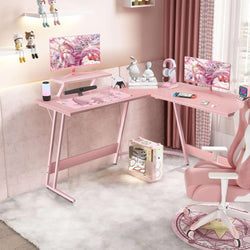 Misha L Shaped Corner Desk - Fiber Pink