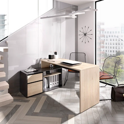 Zola L-Shaped Corner Desk for Home Office - Natural Oak & Graphite