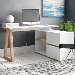 Concord L-Shaped Corner Desk for Home Office - White & Oak