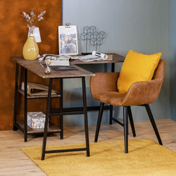 Miranda L-Shaped Corner Desk for Home Office - Dark Brown