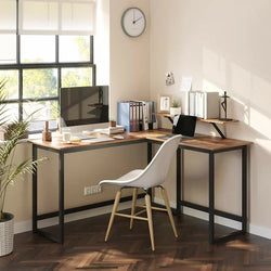 Klara L-Shaped Corner Desk for Home Office - Rustic Brown