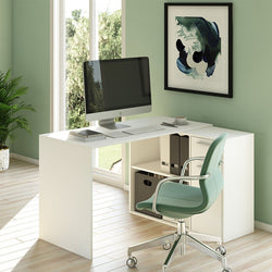 Bohun L-Shaped Corner Desk for Home Office - White Matt
