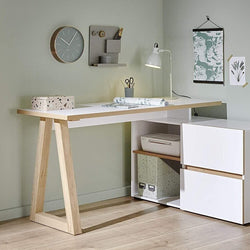 Chadz L-Shaped Corner Desk for Home Office - Core Oak & White