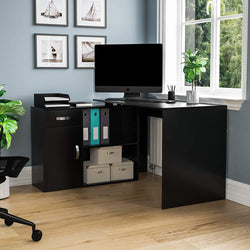 Adelphi L-Shaped Corner Desk for Home Office - Black