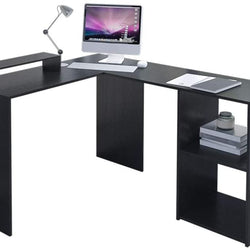 Spectrum L-Shaped Corner Desk for Home Office - Black
