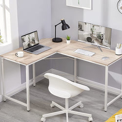 Rocklin L Shaped Corner Desk - Beige & White