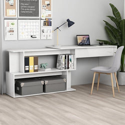 Leonetti L-Shaped Corner Desk for Home Office - High Gloss White