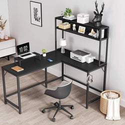 Kori L-Shaped Corner Desk for Home Office - Black