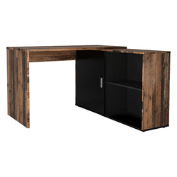Fortis L-Shaped Corner Desk for Office - Old Style Dark Black