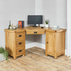 Geta Corner Desk for Home Office – Rustic Oak