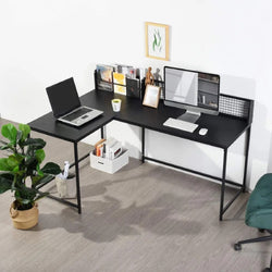 Amara L-Shaped Corner Desk for Home Office - Black