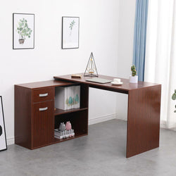 Mateo L-Shaped Corner Desk for Home Office - Walnut