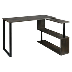 Moorton L-Shaped Corner Desk for Home Office - Black/Rust
