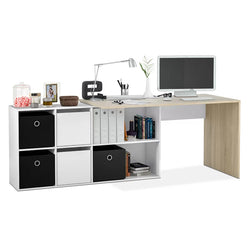 Croyden L-Shaped Corner Desk for Home Office - White Artik & Canadian Oak