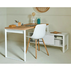 Miles L Shaped Corner Desk - White & Brown