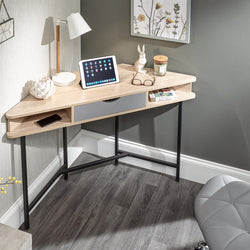 Devlin Corner Desk for Home Office - Light Oak