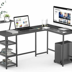 Revel L-Shaped Corner Desk for Home Office - Black