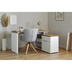 Thea L-Shaped Corner Desk for Home Office - Riviera Oak White