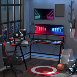 Ivy Corner Desk For Gaming - Black & Red