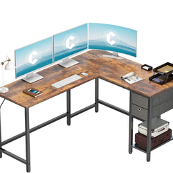 Palmea L-Shaped Desk - Brown