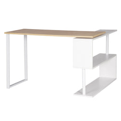 Moorton L-Shaped Corner Desk for Home Office - White/Oak