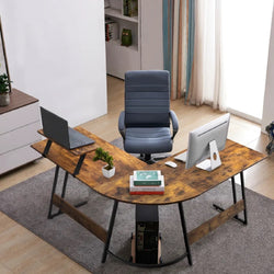 Jahime L-Shaped Corner Desk for Home Office - Brown