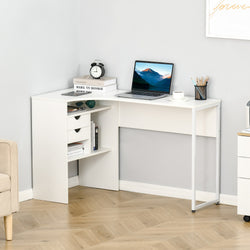 Amber L-Shaped Corner Desk for Home Office - White