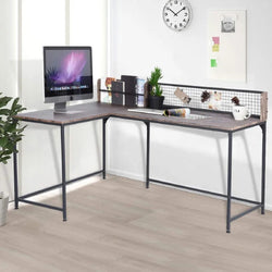 Amara L-Shaped Corner Desk for Home Office - Walnut