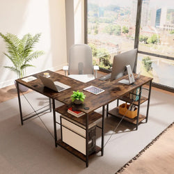 Nova L-Shaped Corner Desk for Home Office - Rustic Brown