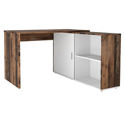 Fortis L-Shaped Corner Desk for Office - Old Style Dark White