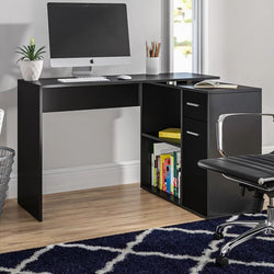 Khadee L-Shaped Corner Desk for Home Office - Black