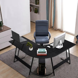 Jahime L-Shaped Corner Desk for Home Office - Black